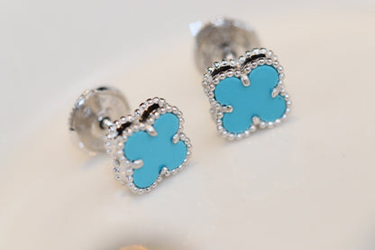 [VCA]CLOVER MINI TURQUOISE SILVER STUD EARRINGS