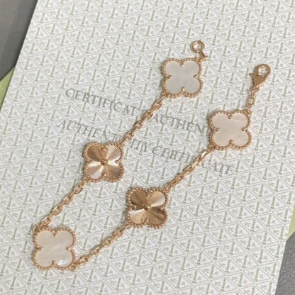 [VCA]CLOVER BRACELET 5 MOTIF WHITE MOP PINK GOLD