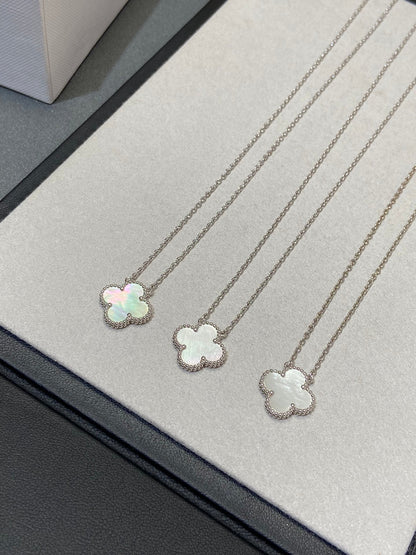 [VCA]CLOVER MEDIUM SILVER WHITE MOP NECKLACE