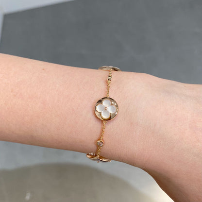 [Loui]STAR AND SUN 4 MOTIF WHITE MOP PINK GOLD BRACELET