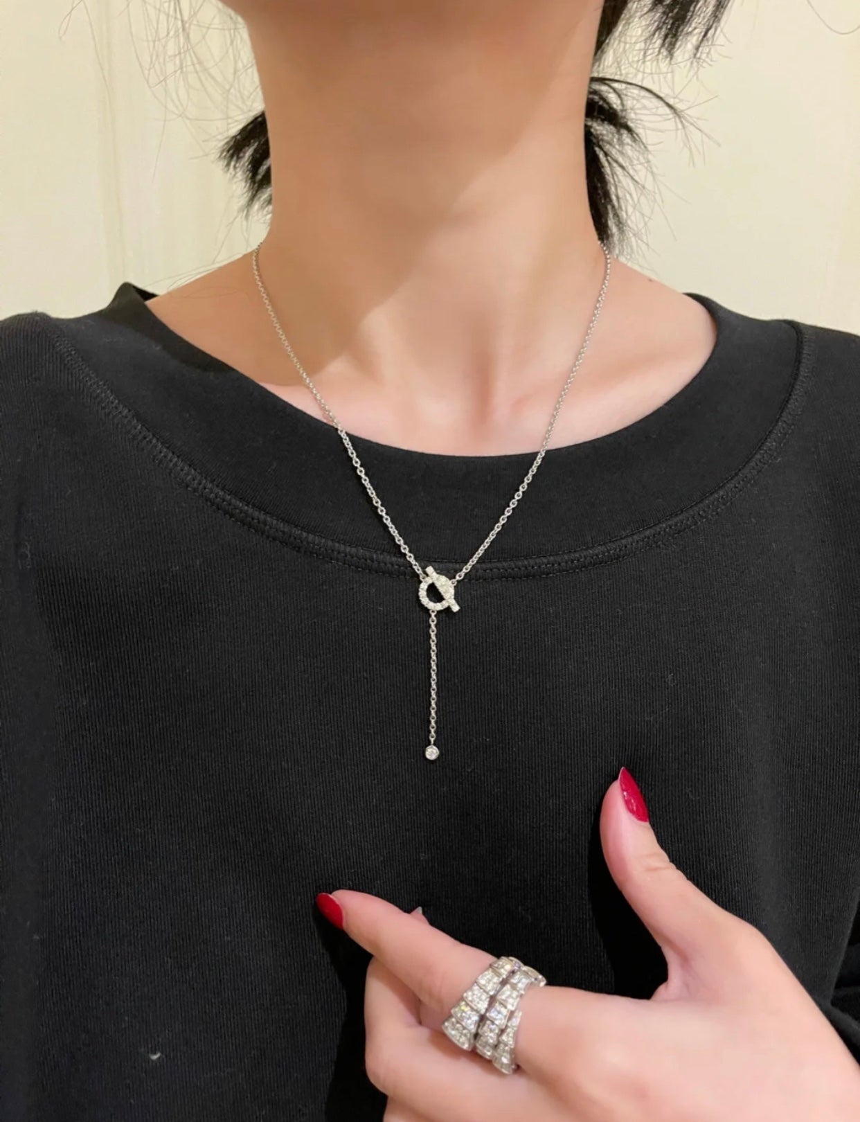 [Hmes]FINESSE SILVER DIAMOND NECKLACE