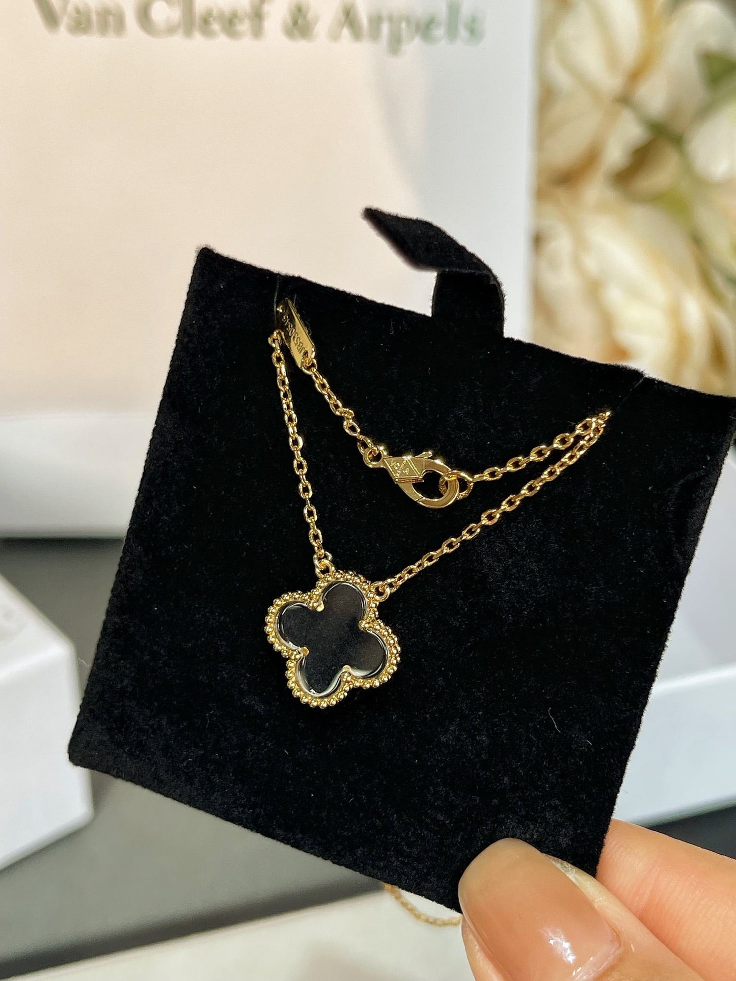 [VCA]CLOVER ROCK CRYSTAL ROSE GOLD NECKLACE