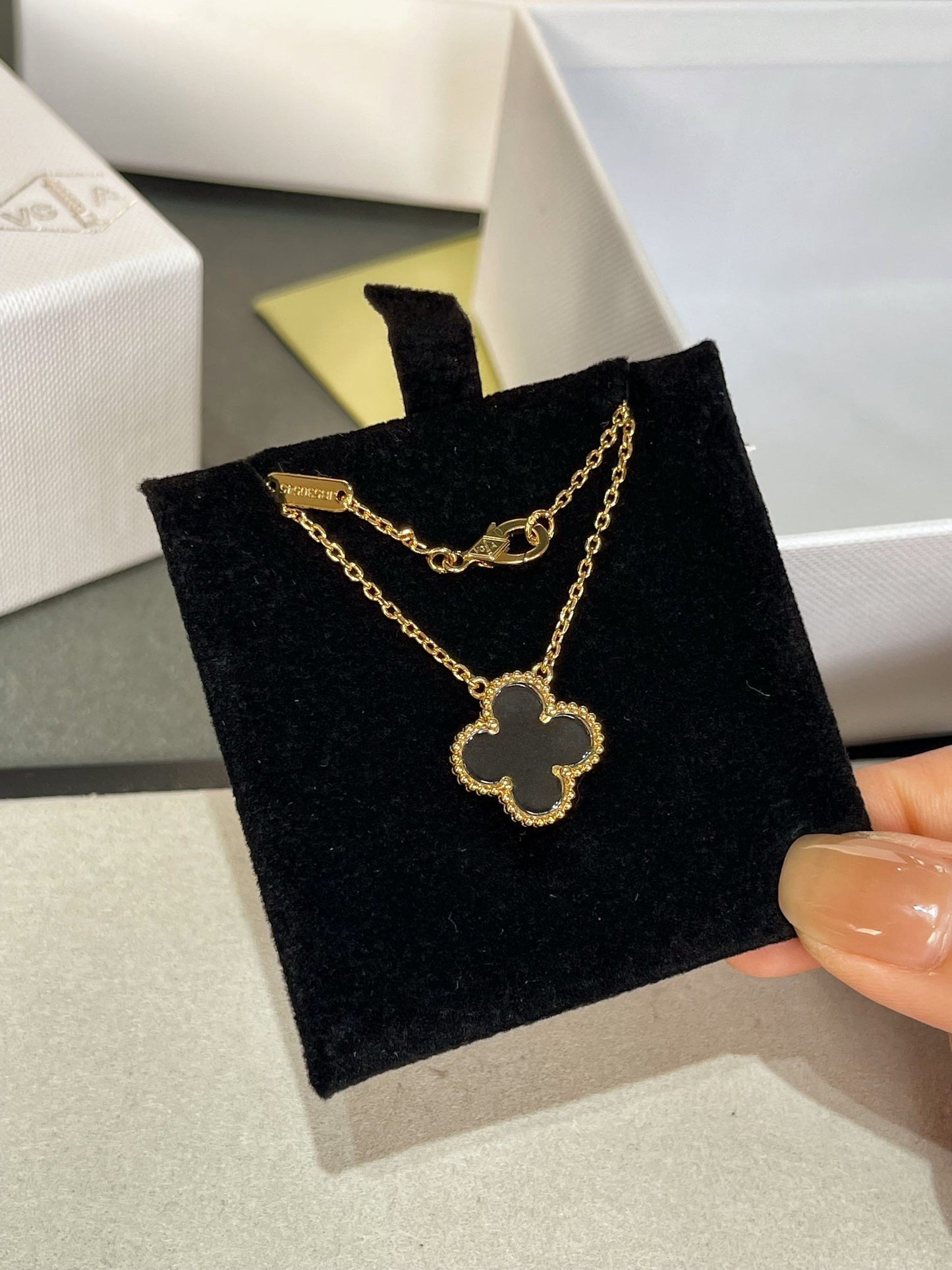 [VCA]CLOVER ROCK CRYSTAL ROSE GOLD NECKLACE