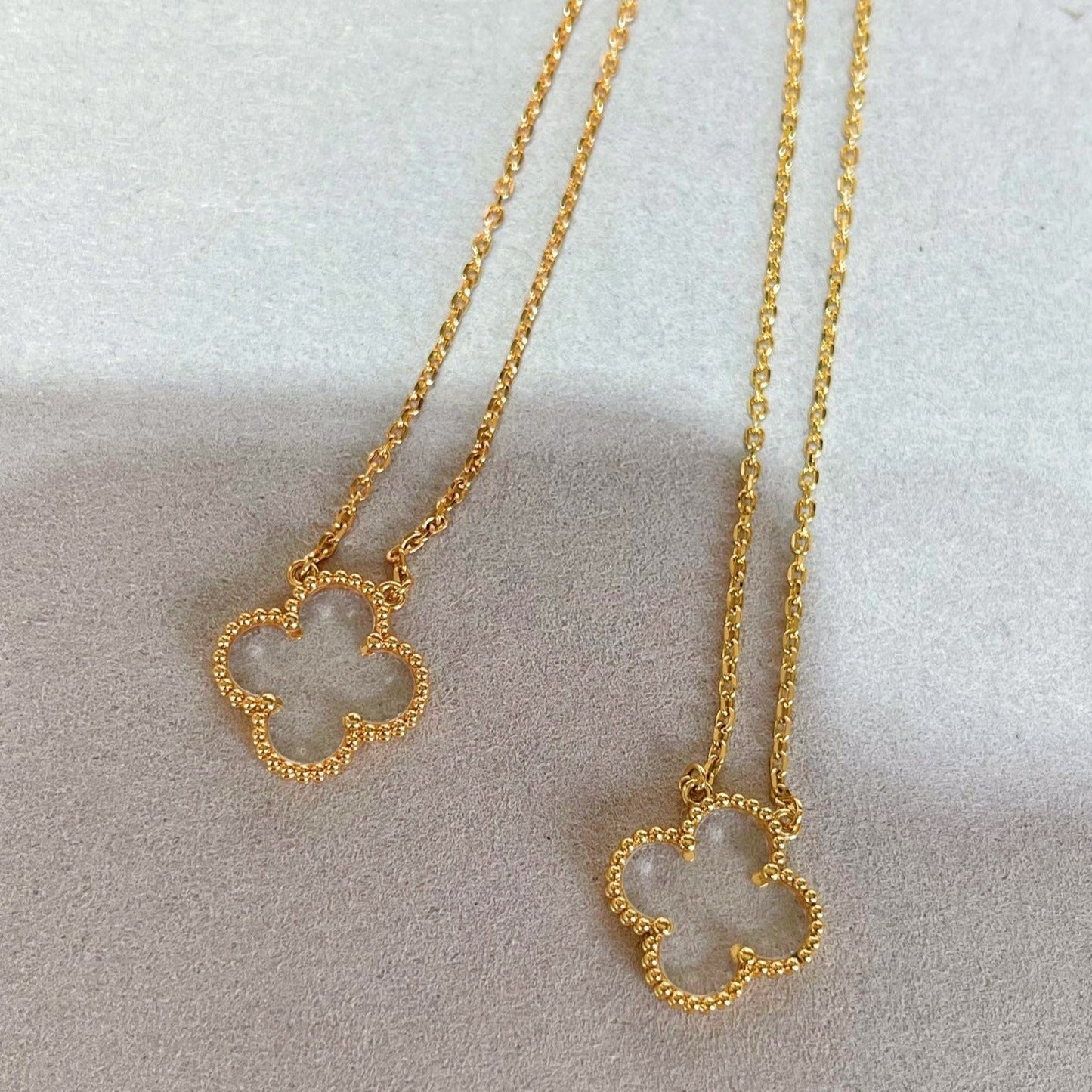 [VCA]CLOVER ROCK CRYSTAL ROSE GOLD NECKLACE