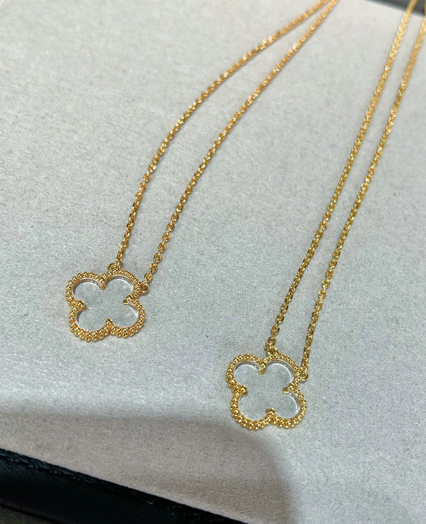 [VCA]CLOVER ROCK CRYSTAL ROSE GOLD NECKLACE