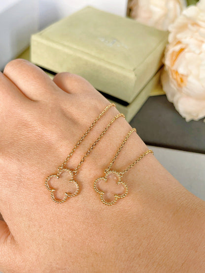 [VCA]CLOVER ROCK CRYSTAL ROSE GOLD NECKLACE