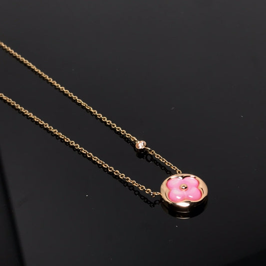 [Loui]COLOR BLOSSOM PINK MOP SUN GOLD NECKLACE