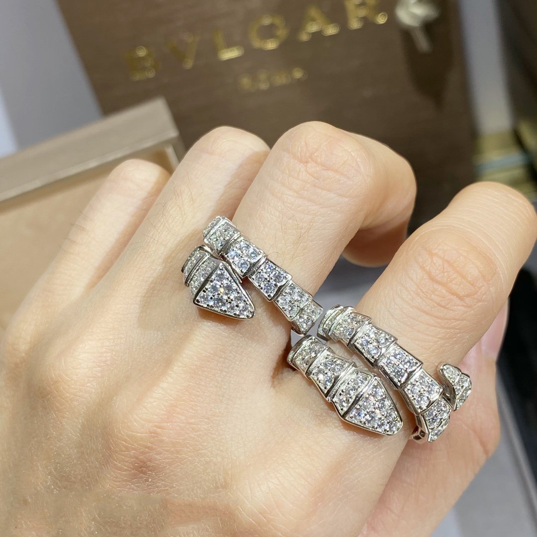 [Blar]SERPENTI RING SILVER DIAMOND PAVED