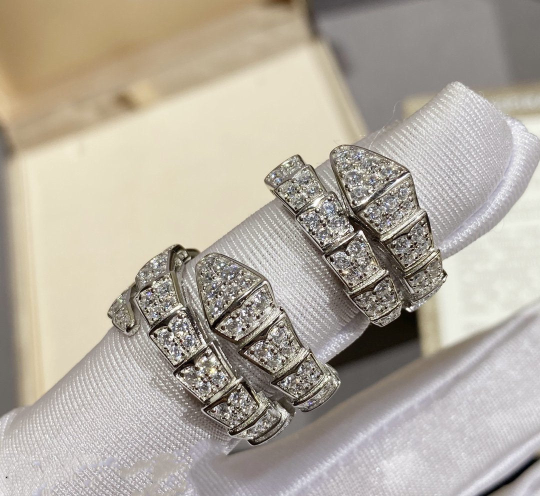 [Blar]SERPENTI RING SILVER DIAMOND PAVED