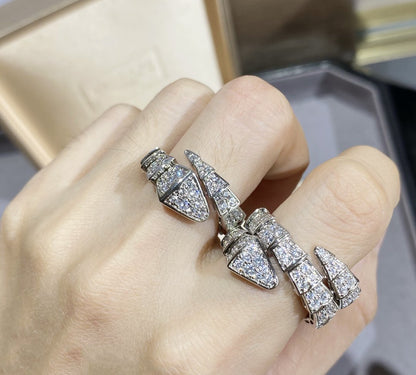 [Blar]SERPENTI LARGE RING SILVER DIAMOND PAVED