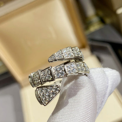 [Blar]SERPENTI DOUBLE RING SILVER DIAMOND PAVED