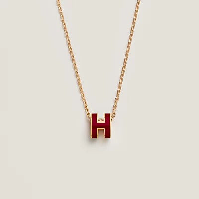 [Hmes]HM CLIC RED ENAMEL GOLD NECKLACE