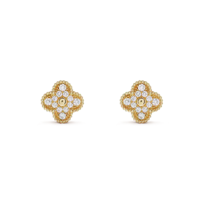 [VCA]CLOVER MEDIUM 1 MOTIFS FUll DIAMOND EARRINGS