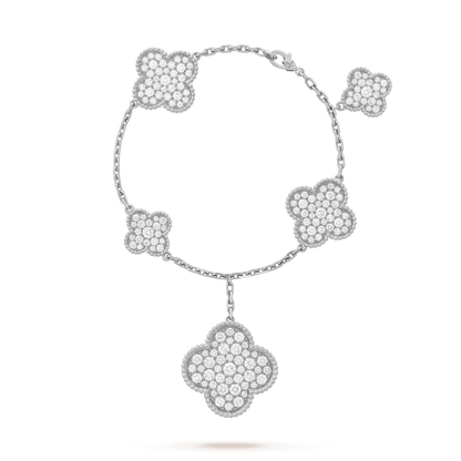 [VCA]CLOVER 6 MOTIFS SILVER DIAMOND BRACELET