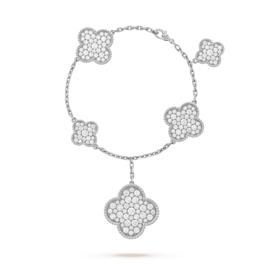 [VCA]CLOVER 6 MOTIFS SILVER DIAMOND BRACELET