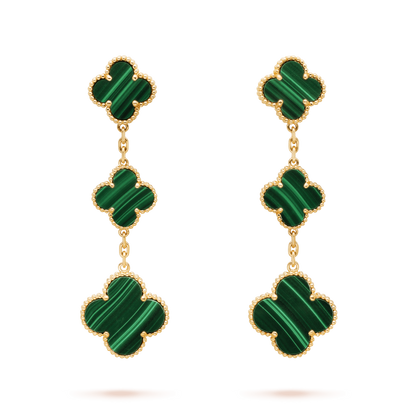 [VCA]CLOVER MALACHITE 3 MOTIFS GOLD