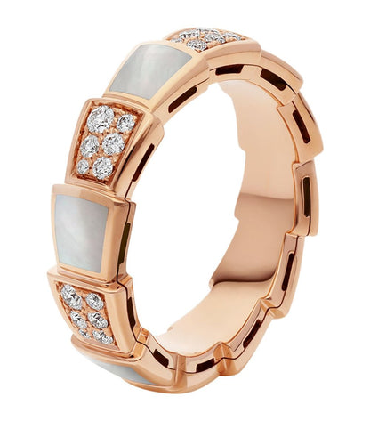 [Blar]SERPENTI RING PINK GOLD MOP DIAMOND PAVED 4MM