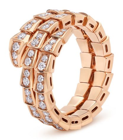 [Blar]SERPENTI RING PINK GOLD DIAMOND DOUBLE ROW