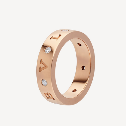 [Blar]ZERO 1 ESSENTIAL PINK GOLD BAND WITH DIAMONDS RING