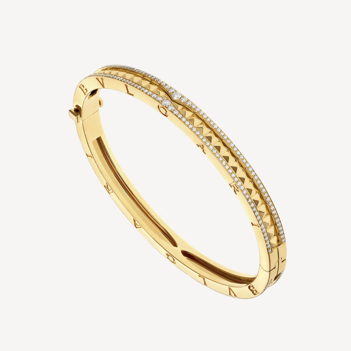 [Blar]ZERO 1 SPIRAL AND PAVED DIAMOND GOLD BRACELET