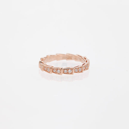 [Blar]SERPENTI RING PINK GOLD DIAMOND PAVED 3MM