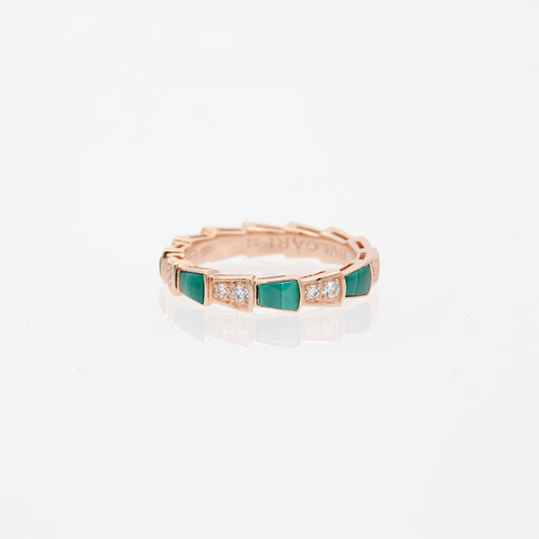 [Blar]SERPENTI RING PINK GOLD MALACHITE DIAMOND 3MM