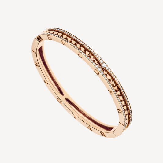 [Blar]ZERO 1 SPIRAL AND PAVED DIAMOND PINK GOLD BRACELET