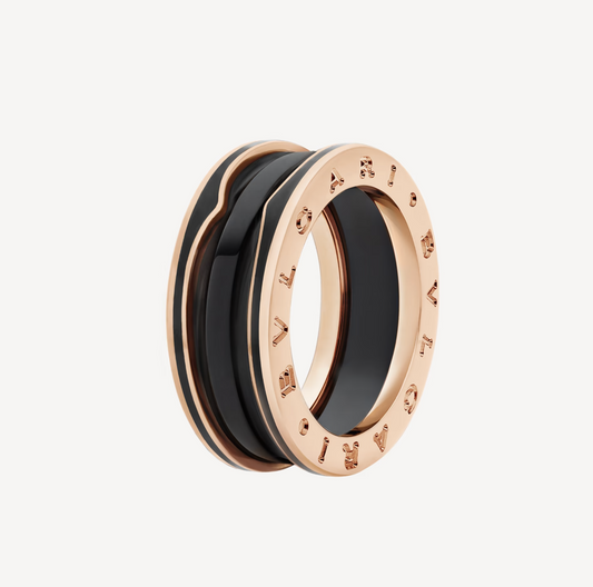 [Blar]ZERO 1 TWO-BAND WITH MATTE BLACK CERAMIC PINK GOLD RING