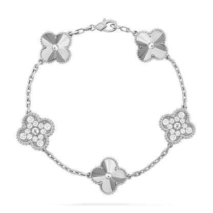 [VCA]CLOVER 5 MOTIF SILVER DIAMOND BRACELET