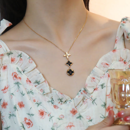 [Loui]STAR AND SUN ONYX PINK GOLD NECKLACE