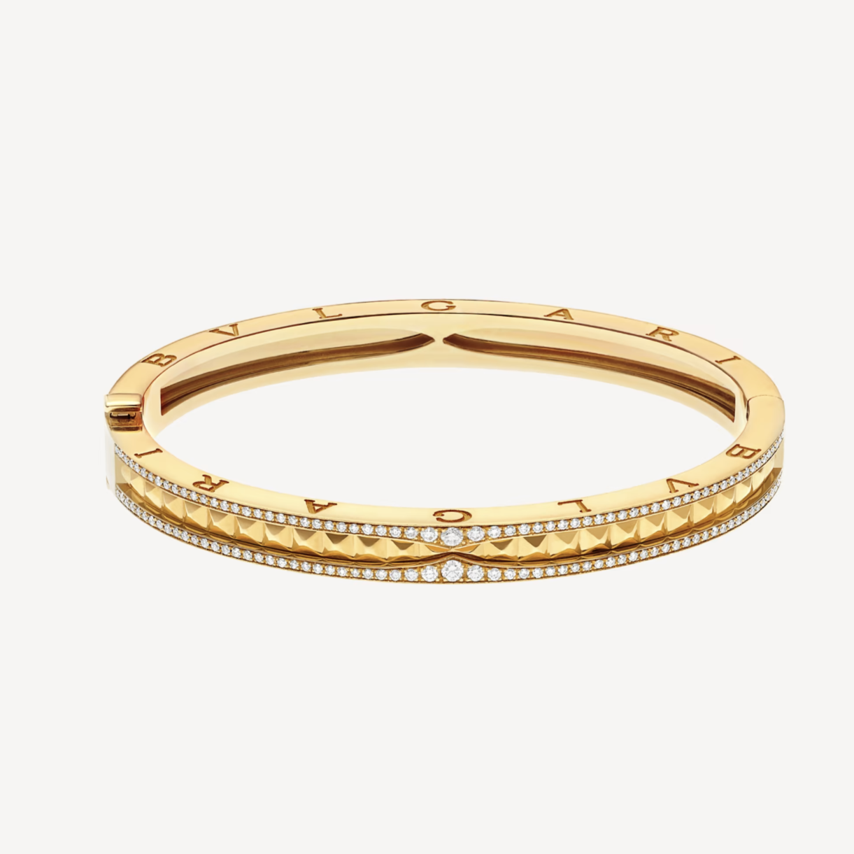 [Blar]ZERO 1 SPIRAL AND PAVED DIAMOND GOLD BRACELET