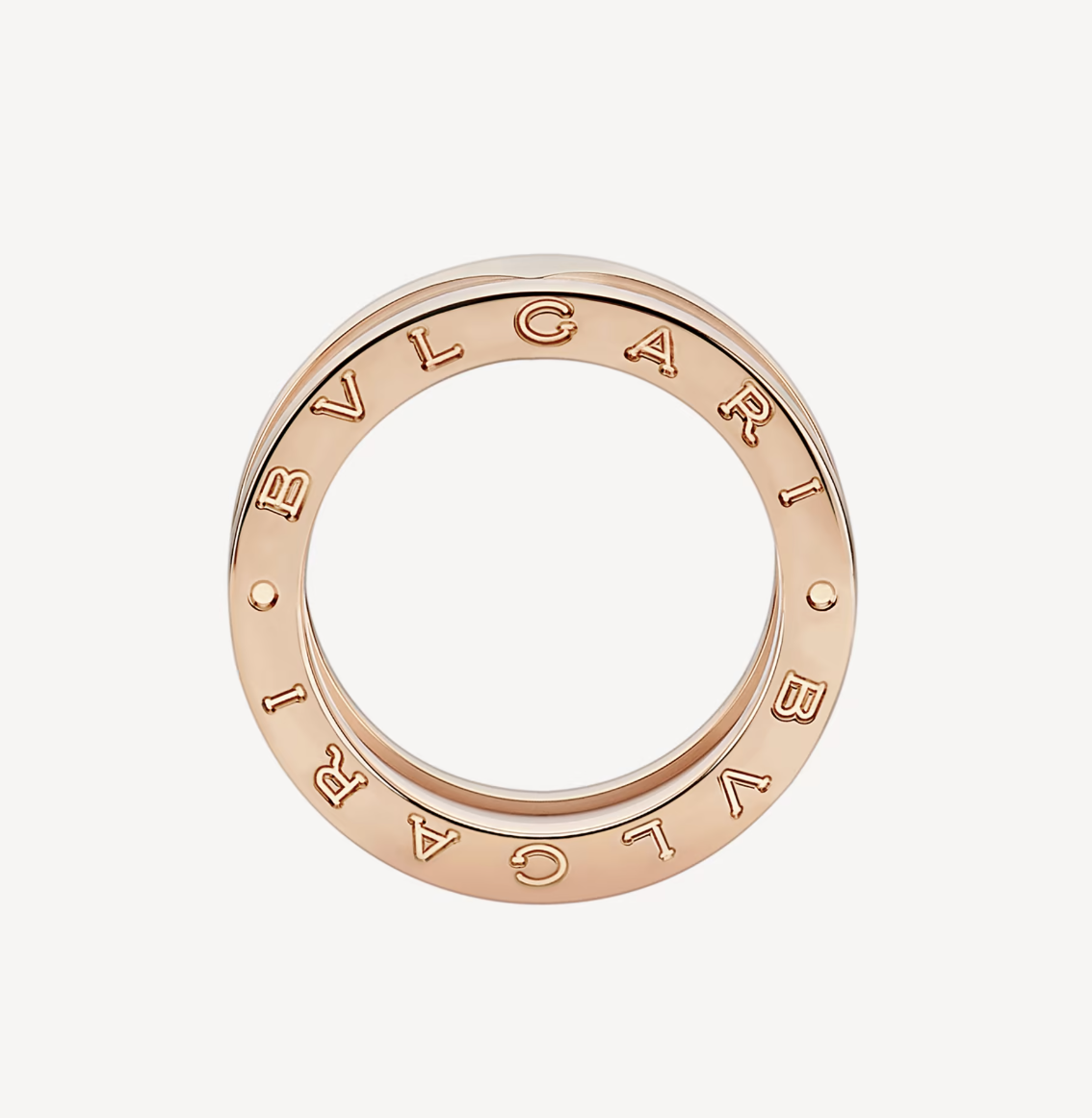 [Blar]ZERO 1 TWO-BAND LOOPS AND WHITE CERAMIC SPIRAL PINK GOLD RING