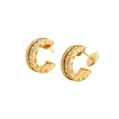 [Blar]ZERO 1 ROCK GOLD EARRINGS WITH STUDDED SPIRAL AND PAVED DIAMONDS