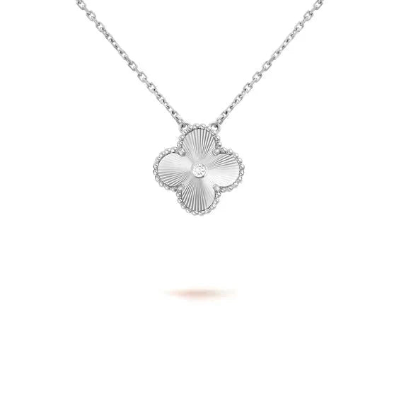 [VCA]CLOVER  15MM DIAMOND LASER NECKLACE SILVER