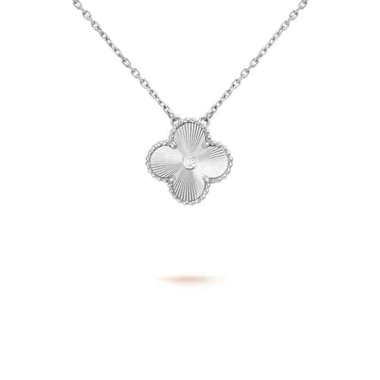 [VCA]CLOVER  15MM DIAMOND LASER NECKLACE SILVER