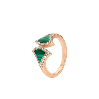 [Blar]DREAM MALACHITE DIAMOND OPEN RING