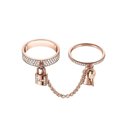 [Hmes]HM KELLY CLOCHETTE DOUBLE RING IN ROSE GOLD WITH DIAMONDS