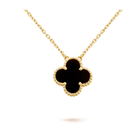 [VCA]CLOVER 15MM BLACK ONYX SINGLE FLOWER NECKLACE