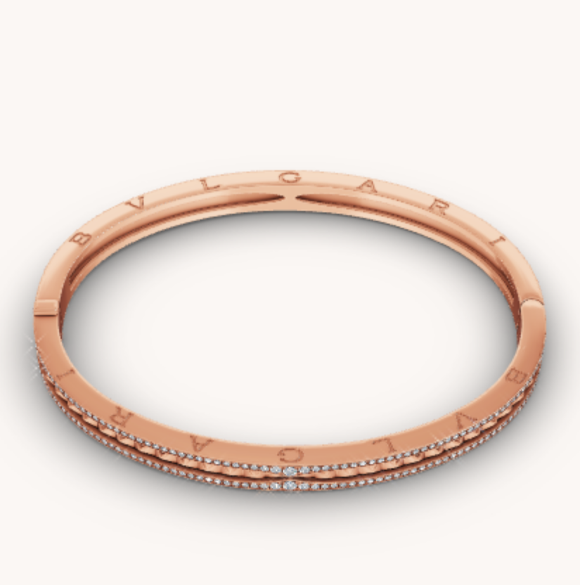 [Blar]ZERO 1 SPIRAL AND PAVED DIAMOND PINK GOLD BRACELET