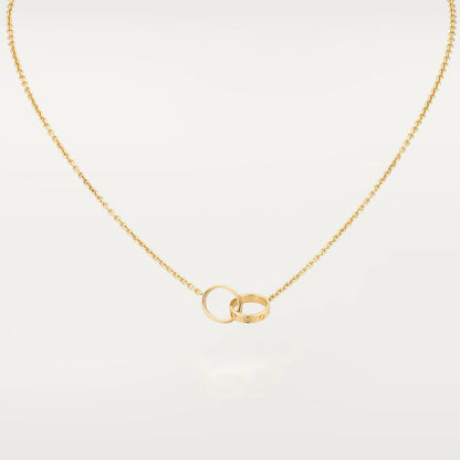 [CAT]LOVE NECKLACE DOUBLE RING GOLD