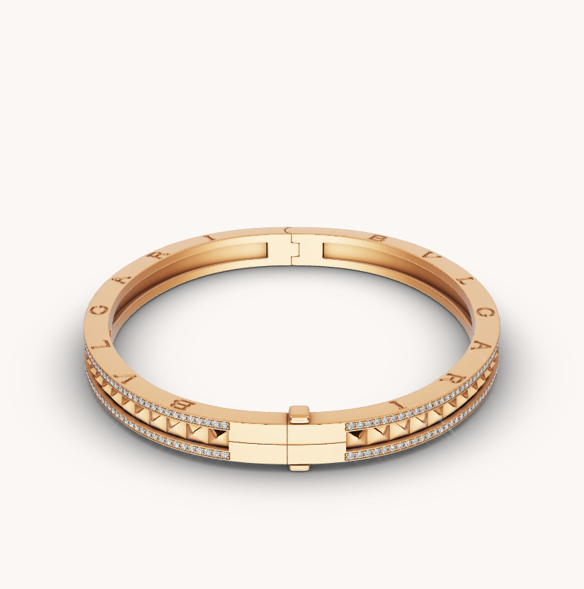 [Blar]ZERO 1 SPIRAL AND PAVED DIAMOND GOLD BRACELET