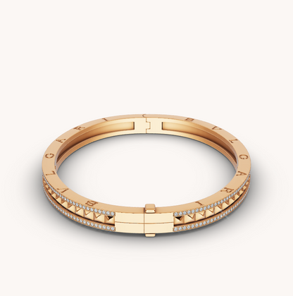 [Blar]ZERO 1 SPIRAL AND PAVED DIAMOND GOLD BRACELET