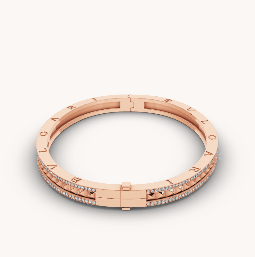 [Blar]ZERO 1 SPIRAL AND PAVED DIAMOND PINK GOLD BRACELET