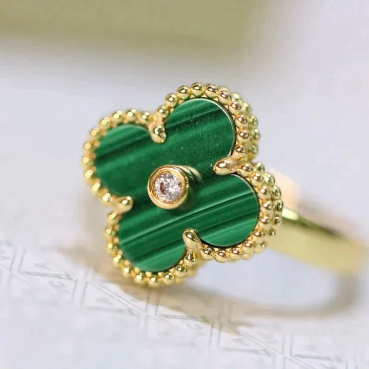 [VCA]CLOVER MALACHITE RING GOLD DIAMOND