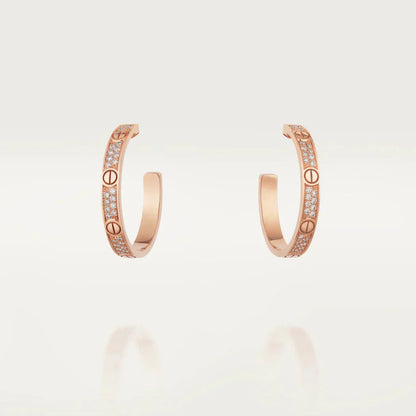 [CAT]LOVE DIAMOND PINK GOLD HOOP EARRINGS