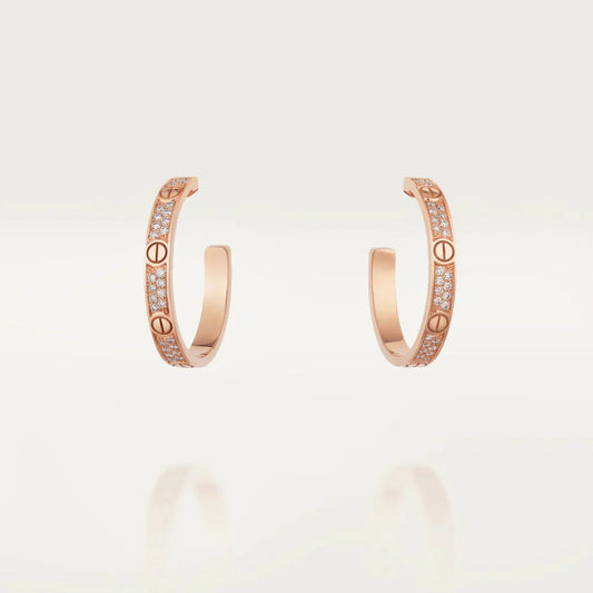 [CAT]LOVE DIAMOND PINK GOLD HOOP EARRINGS