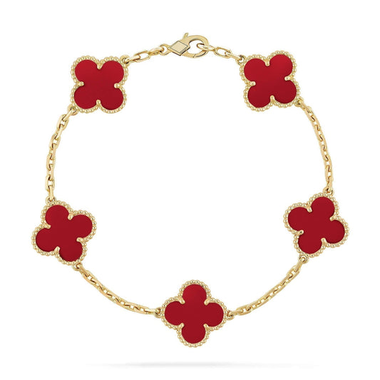 [VCA]CLOVER 5 MOTIFS RED AGATE  BRACELET