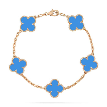 [VCA]CLOVER 5 MOTIFS BLUE AGATE BRACELET