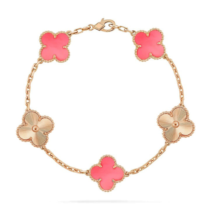 [VCA]CLOVER BRACELET 5 MOTIF PINK AND PINK GOLD