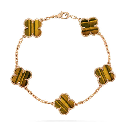 [VCA]CLOVER  5 MOTIFS TIGER EYE BRACELET